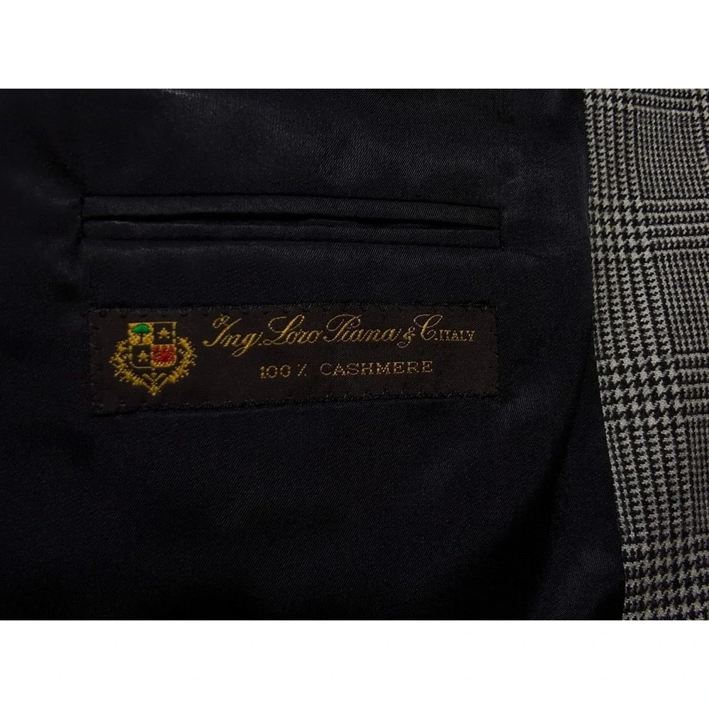 LORO PIANA SFI Jacobsons 100% Cashmere Blazer Sport Coat 44 Long Black Plaid